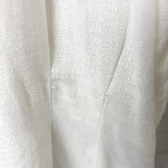 Aritzia Wilfred Caprice Button Front 100% Linen Dress White Large - V Neck - Picture 14 of 15